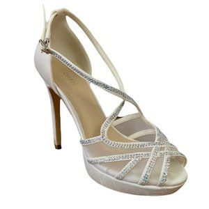 Le Chateau White Jewelled Platform Heels